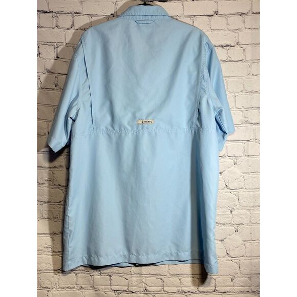 Habit 40+ Men's Solar Factor Short Sleeve Button Up Shirt Size M Light Blue - Picture 2 of 12